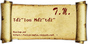 Tálos Máté névjegykártya